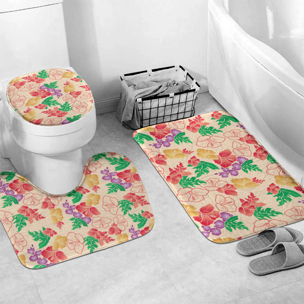 Colorful Aloha Hawaii Hibiscus Orchid Seamless Bathroom Set