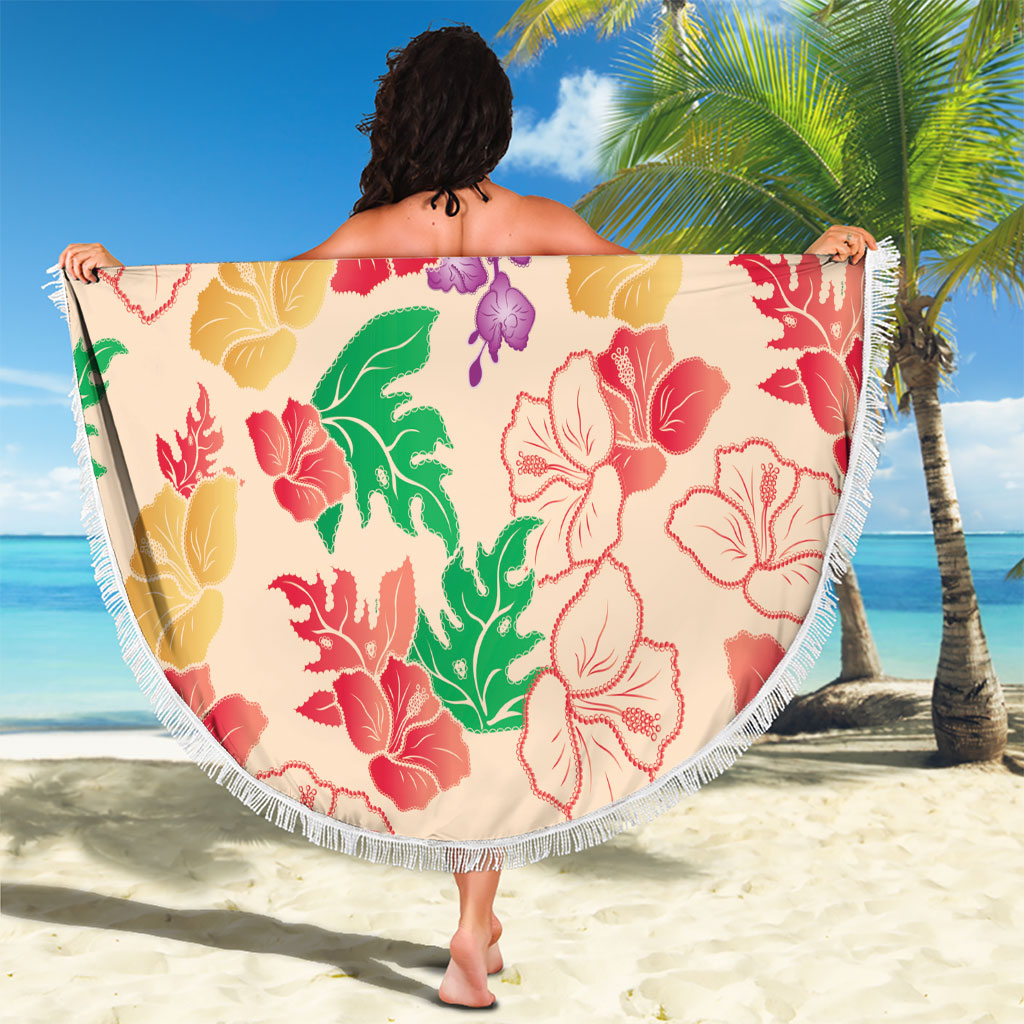 Colorful Aloha Hawaii Hibiscus Orchid Seamless Beach Blanket