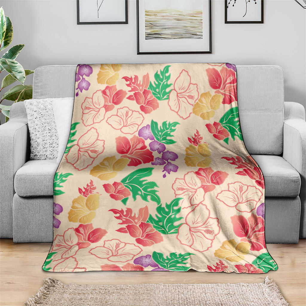 Colorful Aloha Hawaii Hibiscus Orchid Seamless Blanket