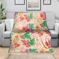 Colorful Aloha Hawaii Hibiscus Orchid Seamless Blanket