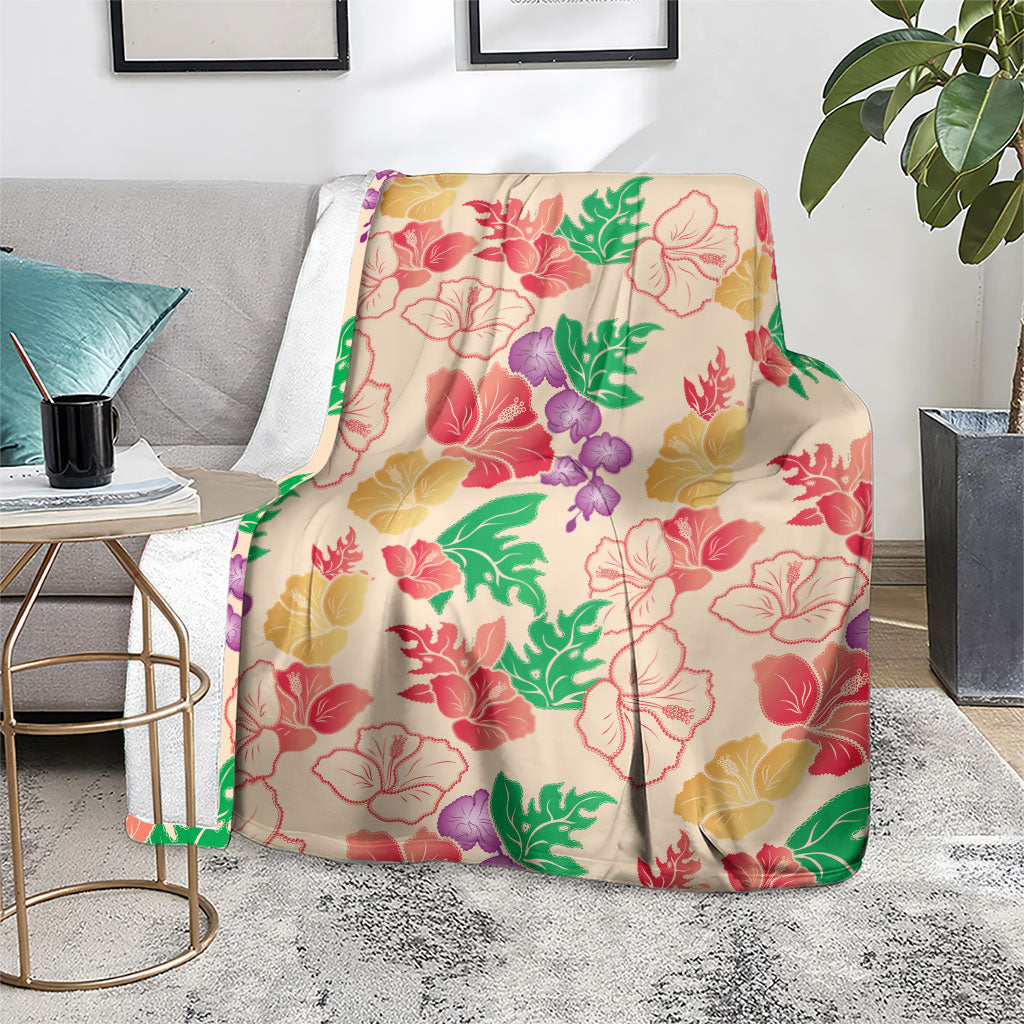 Colorful Aloha Hawaii Hibiscus Orchid Seamless Blanket