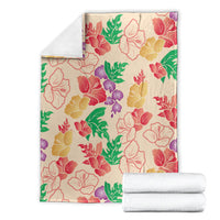 Colorful Aloha Hawaii Hibiscus Orchid Seamless Blanket