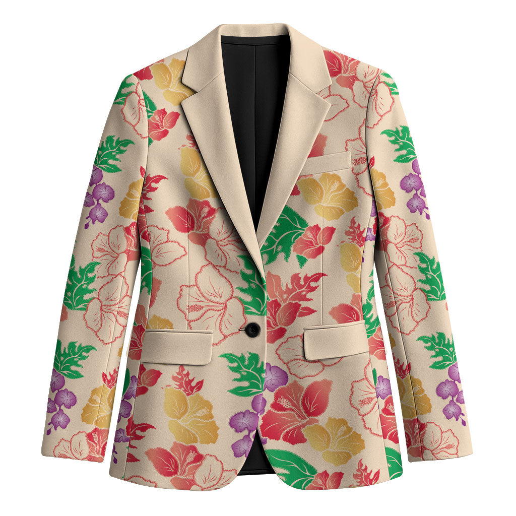 Colorful Aloha Hawaii Hibiscus Orchid Seamless Blazer