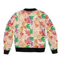 Colorful Aloha Hawaii Hibiscus Orchid Seamless Bomber Jacket