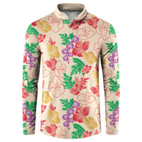 Colorful Aloha Hawaii Hibiscus Orchid Seamless Button Sweatshirt
