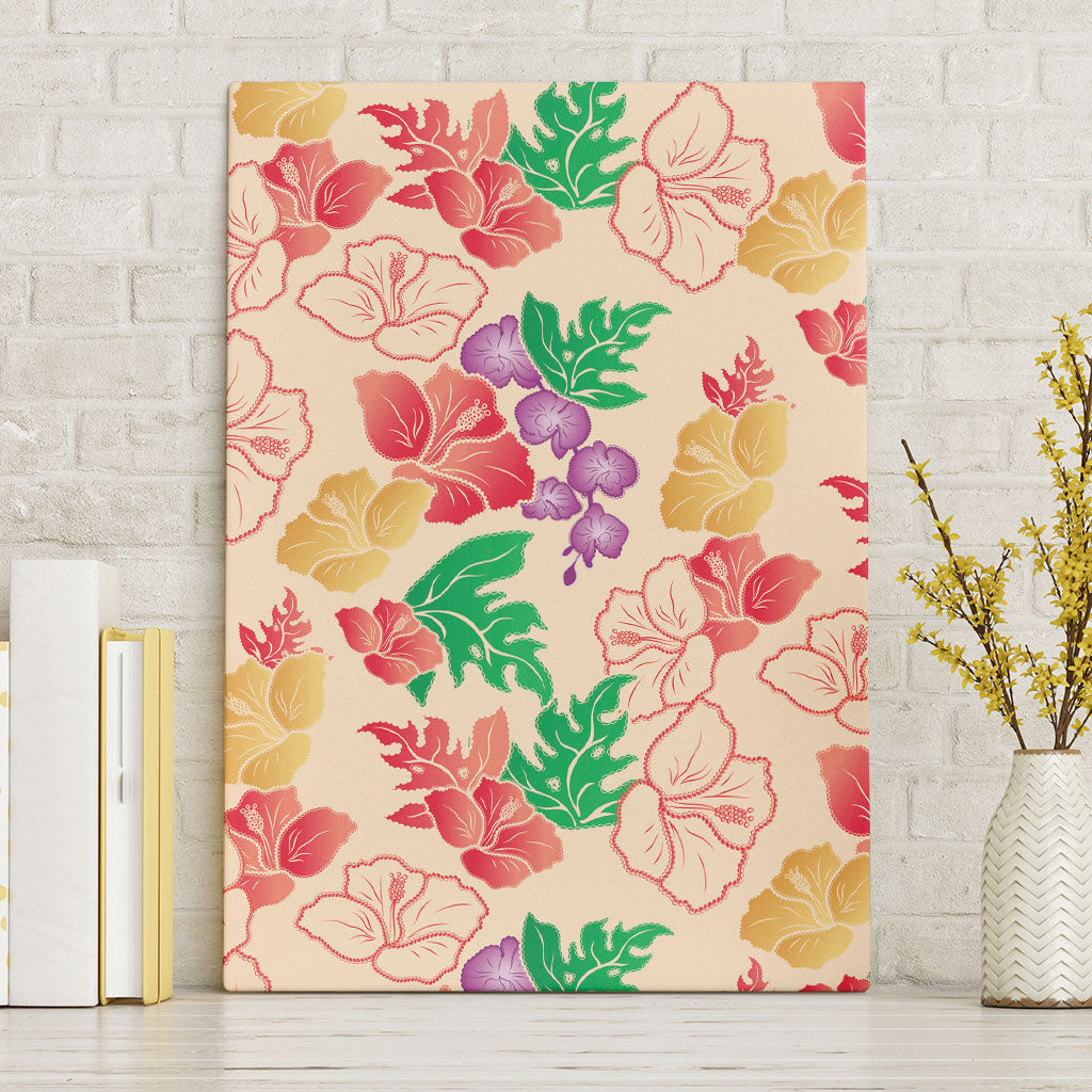 Colorful Aloha Hawaii Hibiscus Orchid Seamless Canvas Wall Art