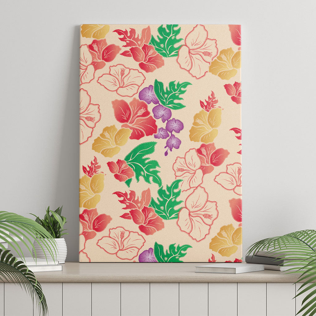 Colorful Aloha Hawaii Hibiscus Orchid Seamless Canvas Wall Art