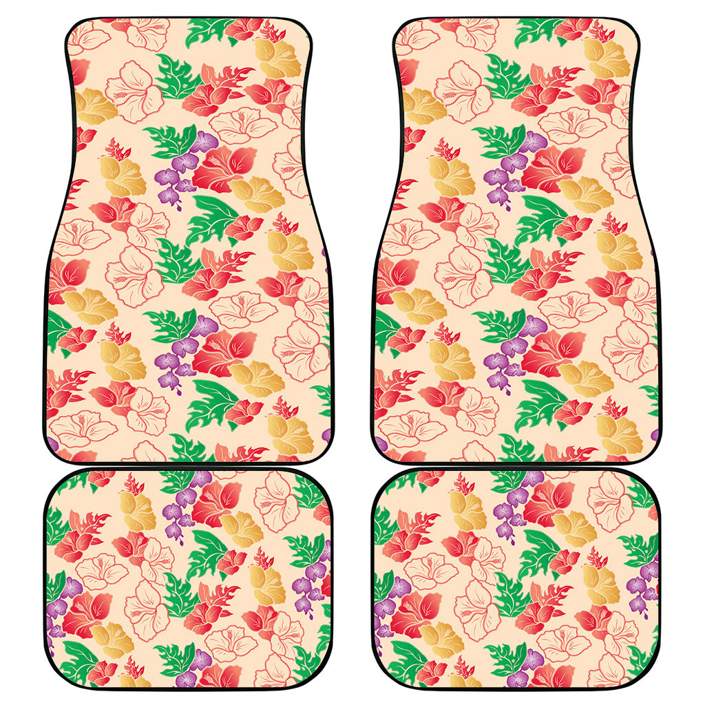 Colorful Aloha Hawaii Hibiscus Orchid Seamless Car Mats