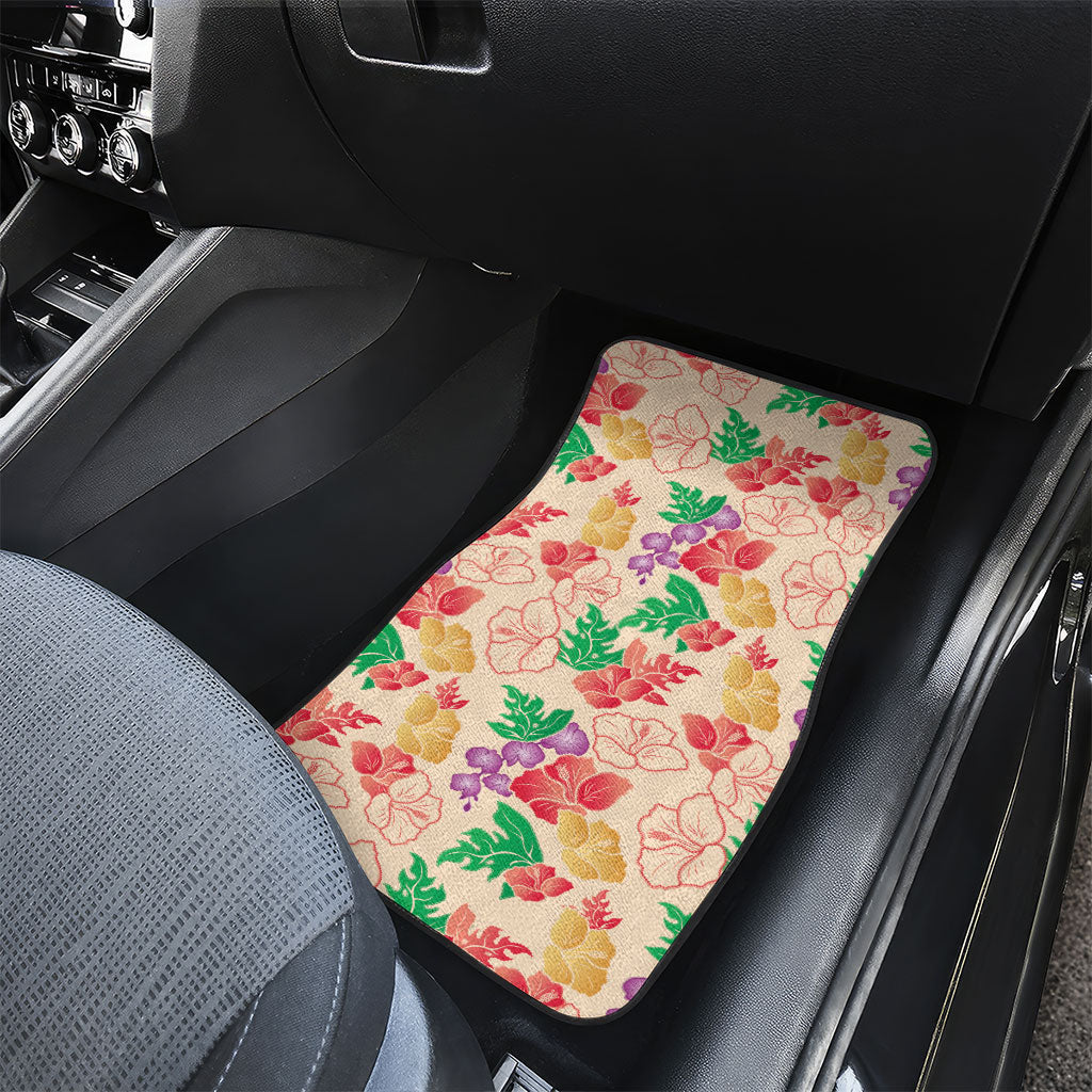 Colorful Aloha Hawaii Hibiscus Orchid Seamless Car Mats