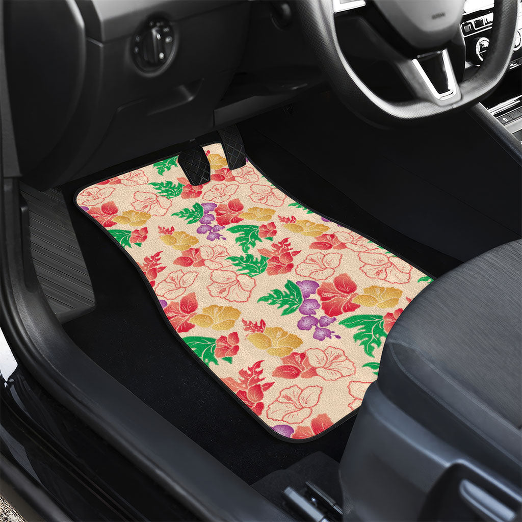 Colorful Aloha Hawaii Hibiscus Orchid Seamless Car Mats