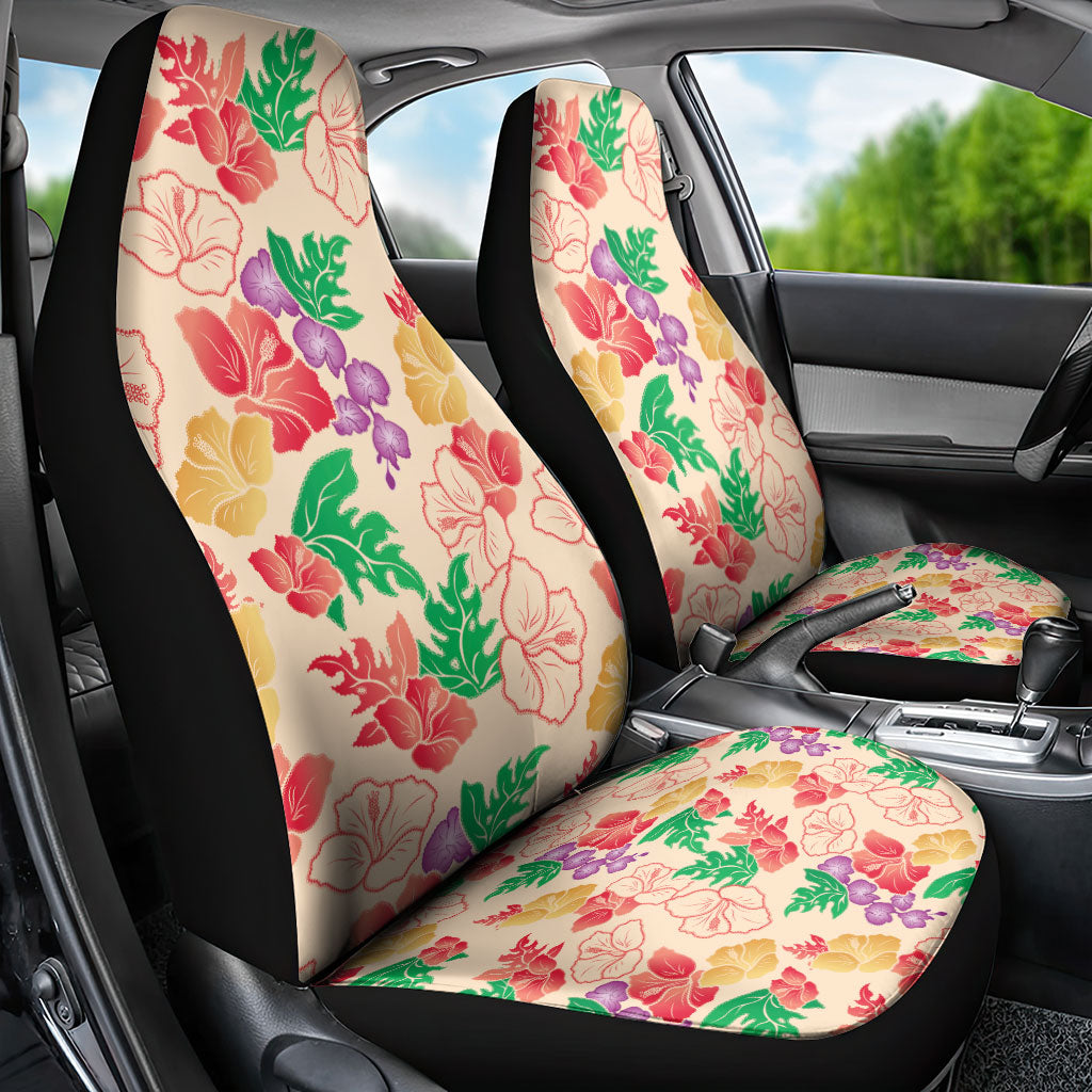 Colorful Aloha Hawaii Hibiscus Orchid Seamless Car Seat Cover