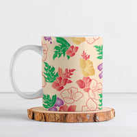 Colorful Aloha Hawaii Hibiscus Orchid Seamless Ceramic Mug