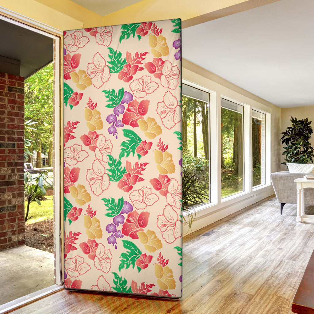 Colorful Aloha Hawaii Hibiscus Orchid Seamless Door Cover