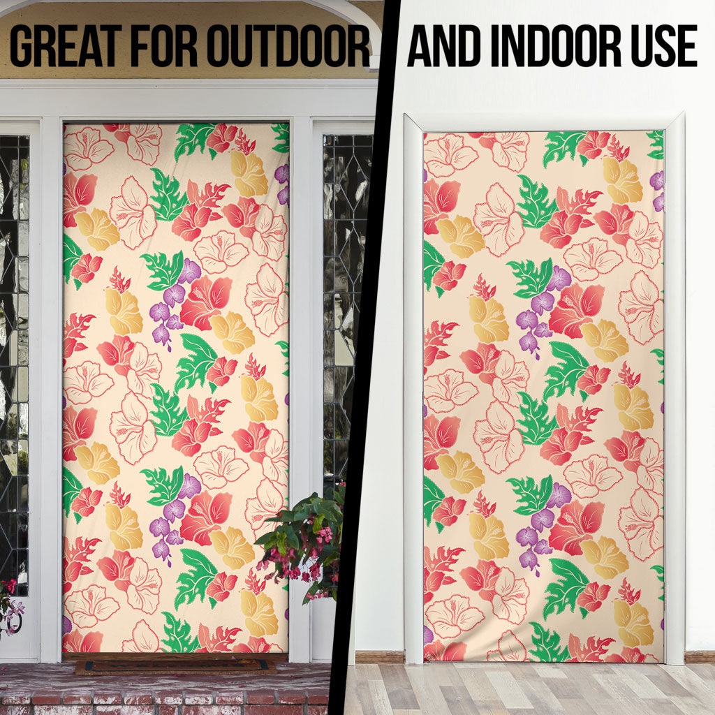 Colorful Aloha Hawaii Hibiscus Orchid Seamless Door Cover
