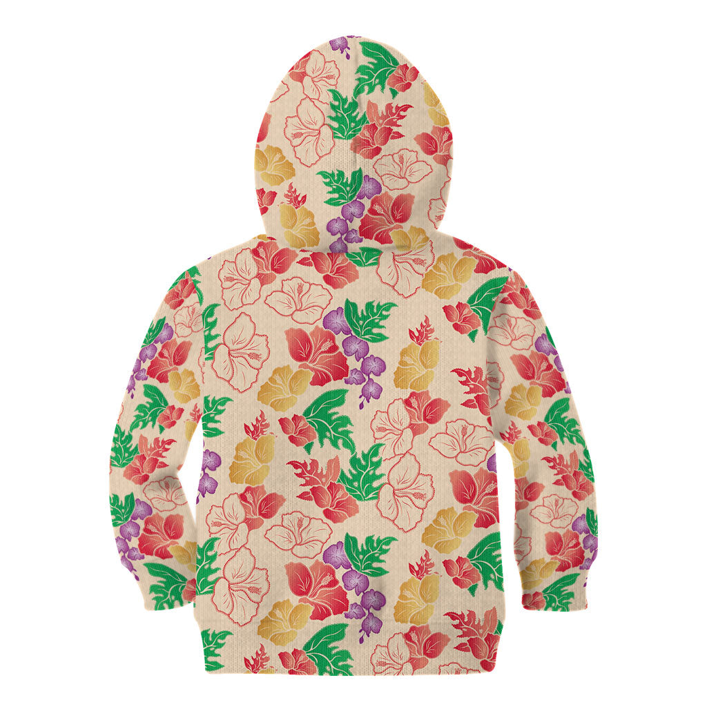 Colorful Aloha Hawaii Hibiscus Orchid Seamless Kid Hoodie