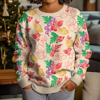 Colorful Aloha Hawaii Hibiscus Orchid Seamless Kid Ugly Christmas Sweater