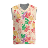 Colorful Aloha Hawaii Hibiscus Orchid Seamless Christmas Knitted V-Neck Vest