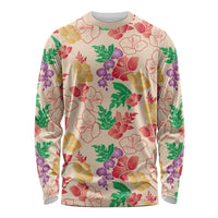 Colorful Aloha Hawaii Hibiscus Orchid Seamless Long Sleeve Shirt