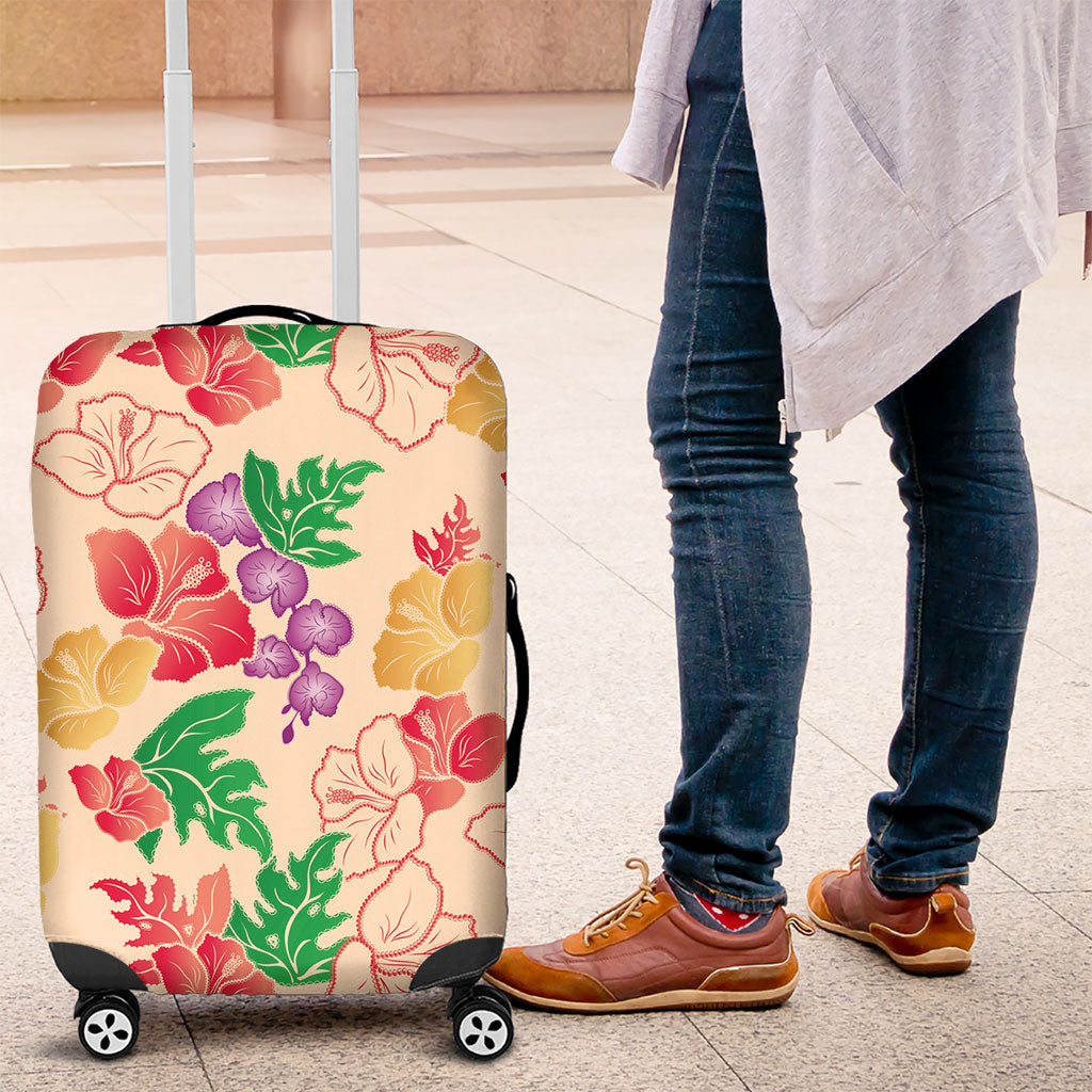 Colorful Aloha Hawaii Hibiscus Orchid Seamless Luggage Cover