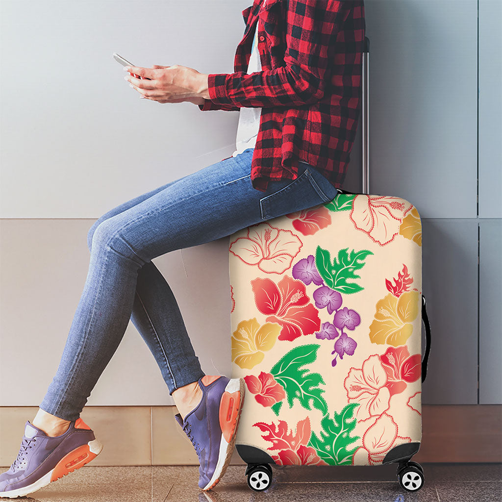 Colorful Aloha Hawaii Hibiscus Orchid Seamless Luggage Cover