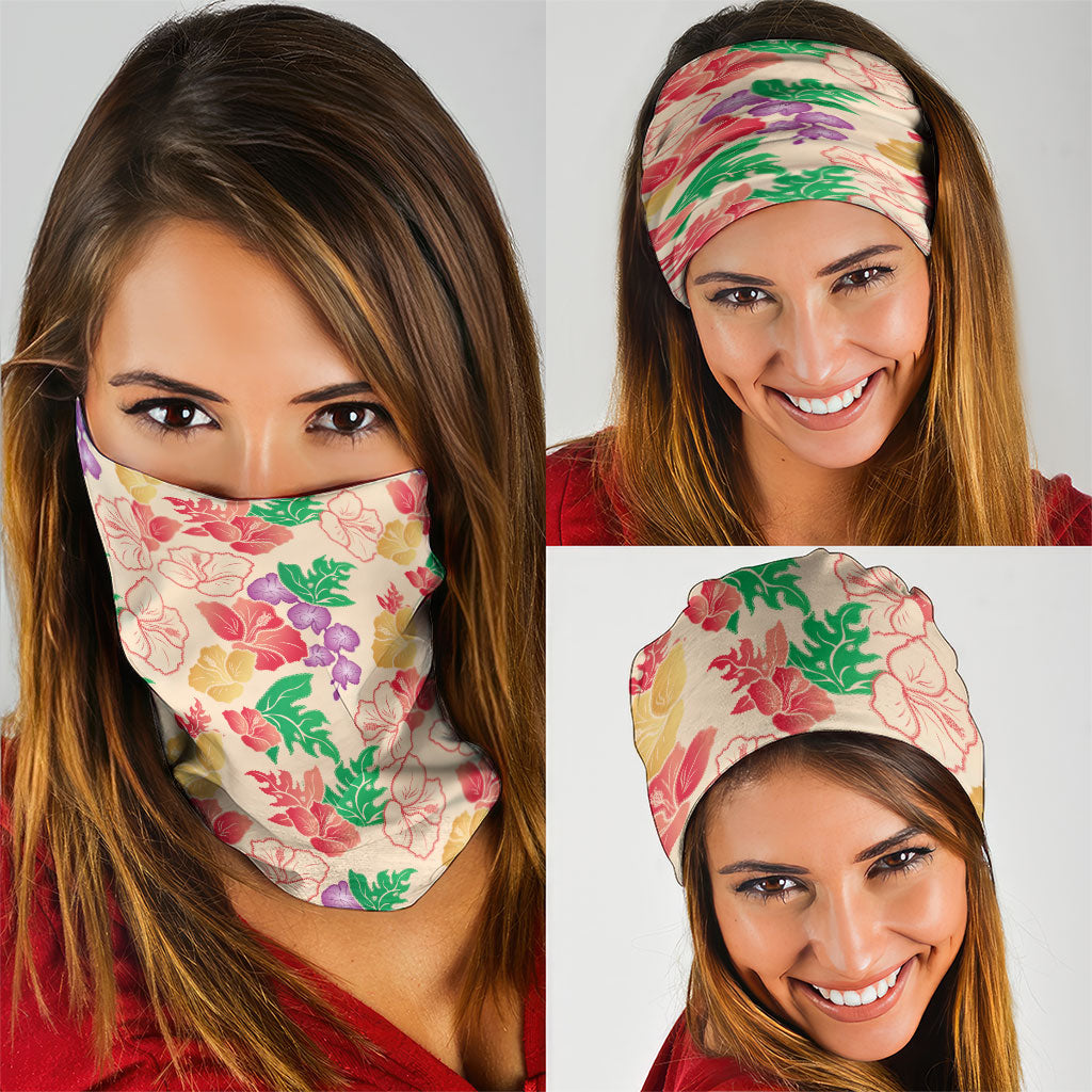 Colorful Aloha Hawaii Hibiscus Orchid Seamless Neck Gaiter