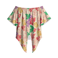 Colorful Aloha Hawaii Hibiscus Orchid Seamless Off Shoulder Wrap Waist Top