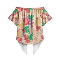 Colorful Aloha Hawaii Hibiscus Orchid Seamless Off Shoulder Wrap Waist Top