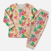 Colorful Aloha Hawaii Hibiscus Orchid Seamless Christmas Pajama Set