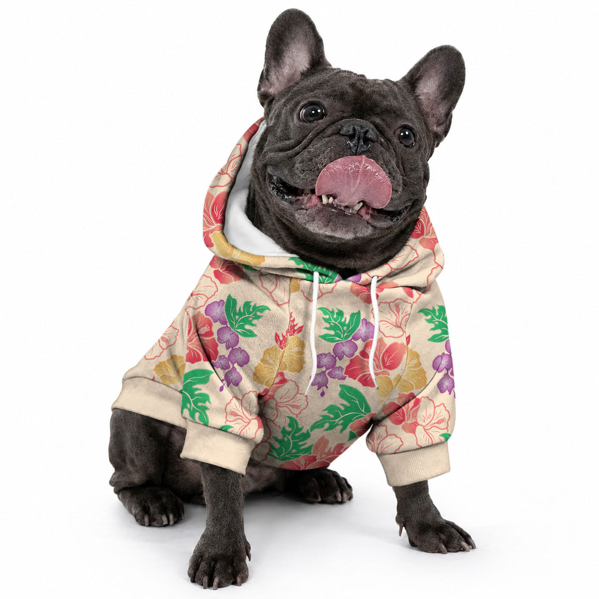 Colorful Aloha Hawaii Hibiscus Orchid Seamless Pet Hoodie