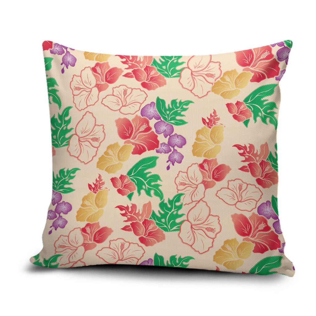 Colorful Aloha Hawaii Hibiscus Orchid Seamless Pillow Cover