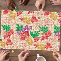 Colorful Aloha Hawaii Hibiscus Orchid Seamless Puzzle