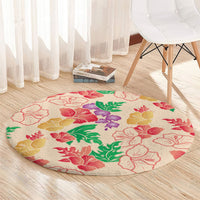 Colorful Aloha Hawaii Hibiscus Orchid Seamless Round Carpet