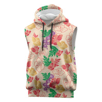 Colorful Aloha Hawaii Hibiscus Orchid Seamless Sleeveless Hoodie