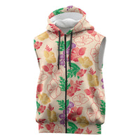 Colorful Aloha Hawaii Hibiscus Orchid Seamless Sleeveless Zip Hoodie