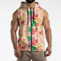 Colorful Aloha Hawaii Hibiscus Orchid Seamless Sleeveless Zip Hoodie