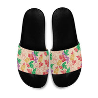 Colorful Aloha Hawaii Hibiscus Orchid Seamless Slide Sandals