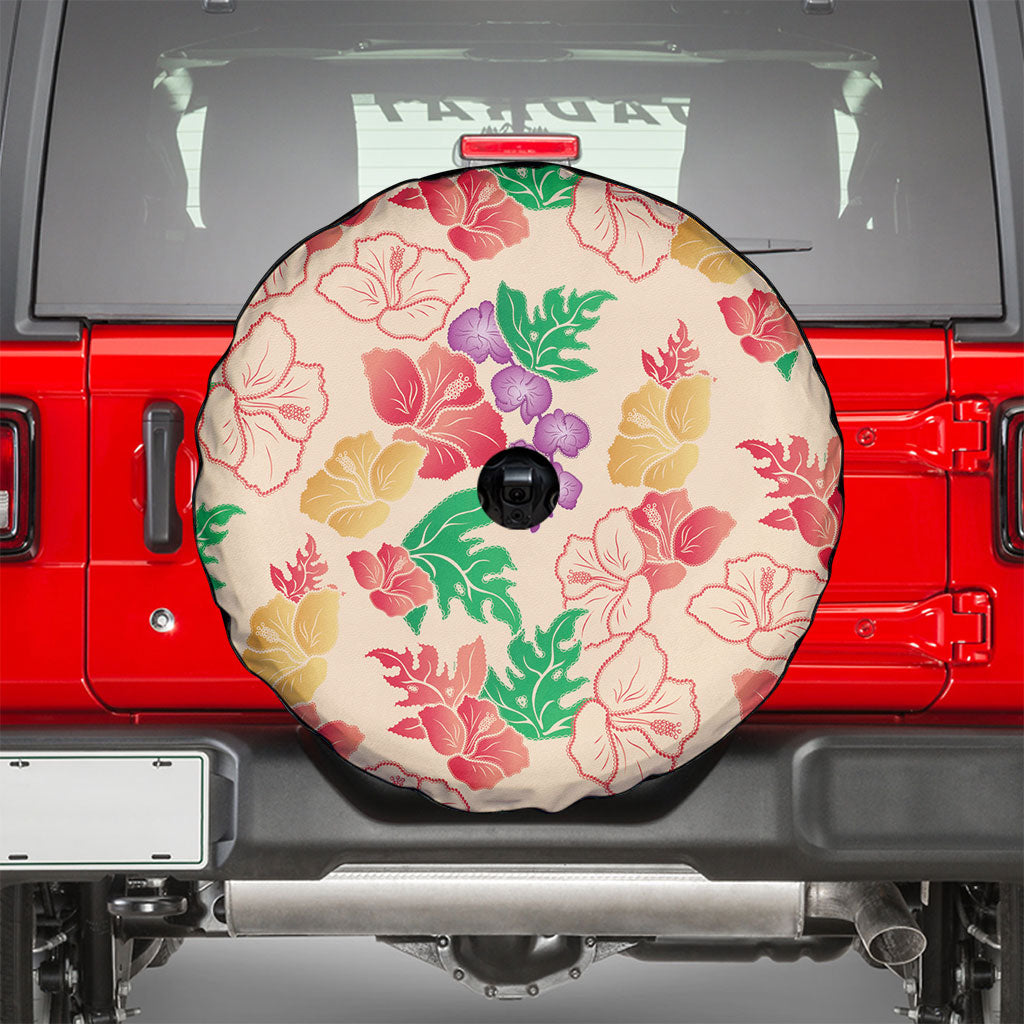 Colorful Aloha Hawaii Hibiscus Orchid Seamless Spare Tire Cover