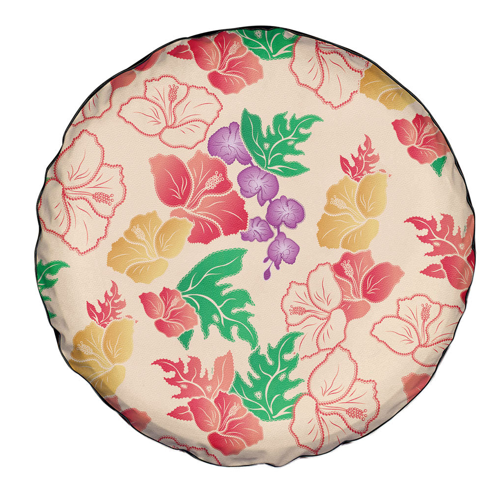 Colorful Aloha Hawaii Hibiscus Orchid Seamless Spare Tire Cover