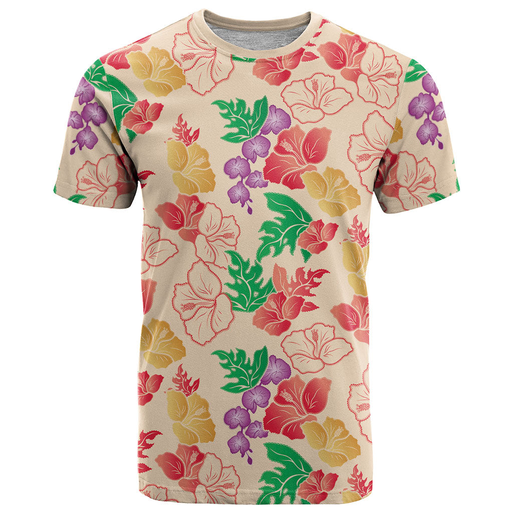 Colorful Aloha Hawaii Hibiscus Orchid Seamless T Shirt