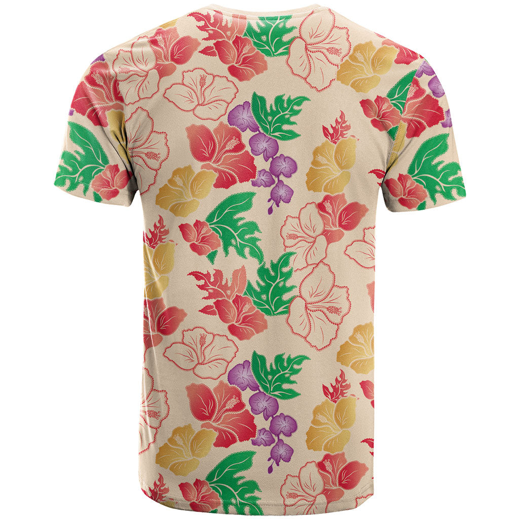 Colorful Aloha Hawaii Hibiscus Orchid Seamless T Shirt