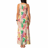 Colorful Aloha Hawaii Hibiscus Orchid Seamless Tank Maxi Dress