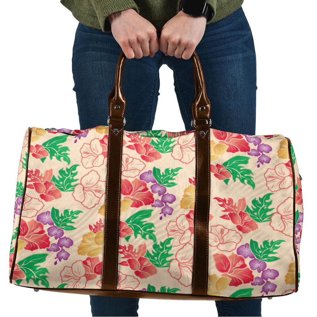 Colorful Aloha Hawaii Hibiscus Orchid Seamless Travel Bag