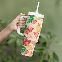 Colorful Aloha Hawaii Hibiscus Orchid Seamless Tumbler With Handle