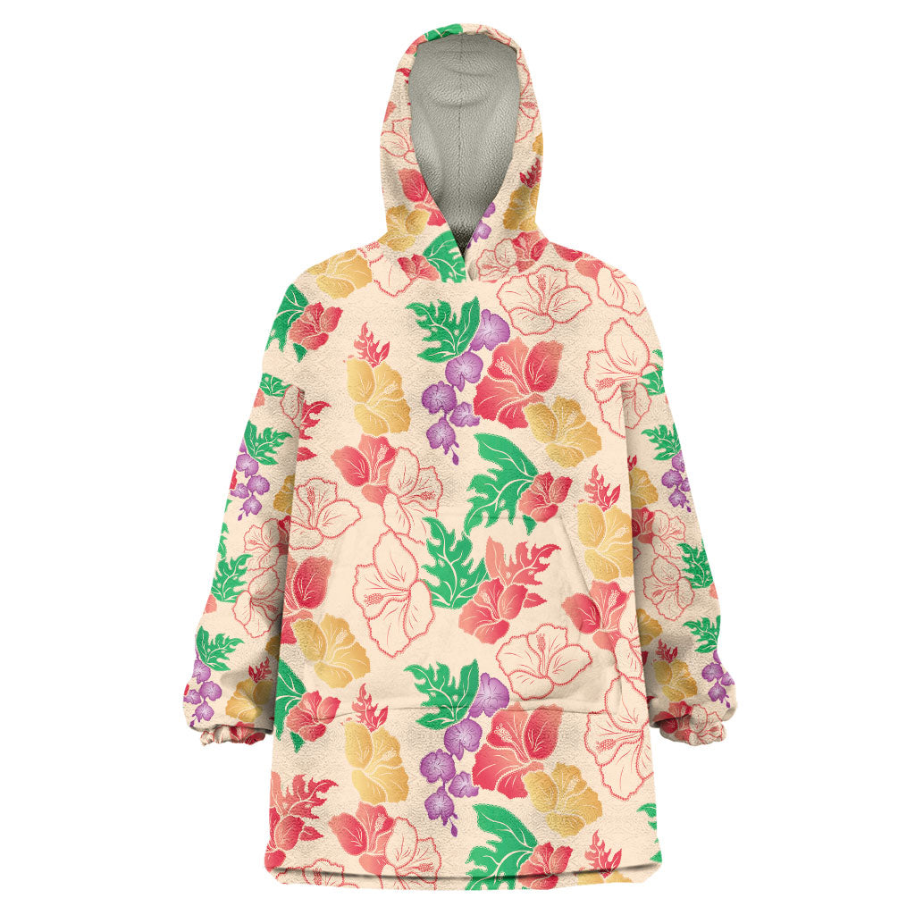 Colorful Aloha Hawaii Hibiscus Orchid Seamless Wearable Blanket Hoodie