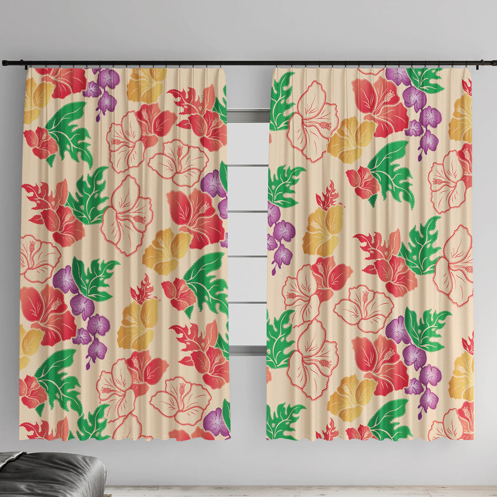 Colorful Aloha Hawaii Hibiscus Orchid Seamless Window Curtain
