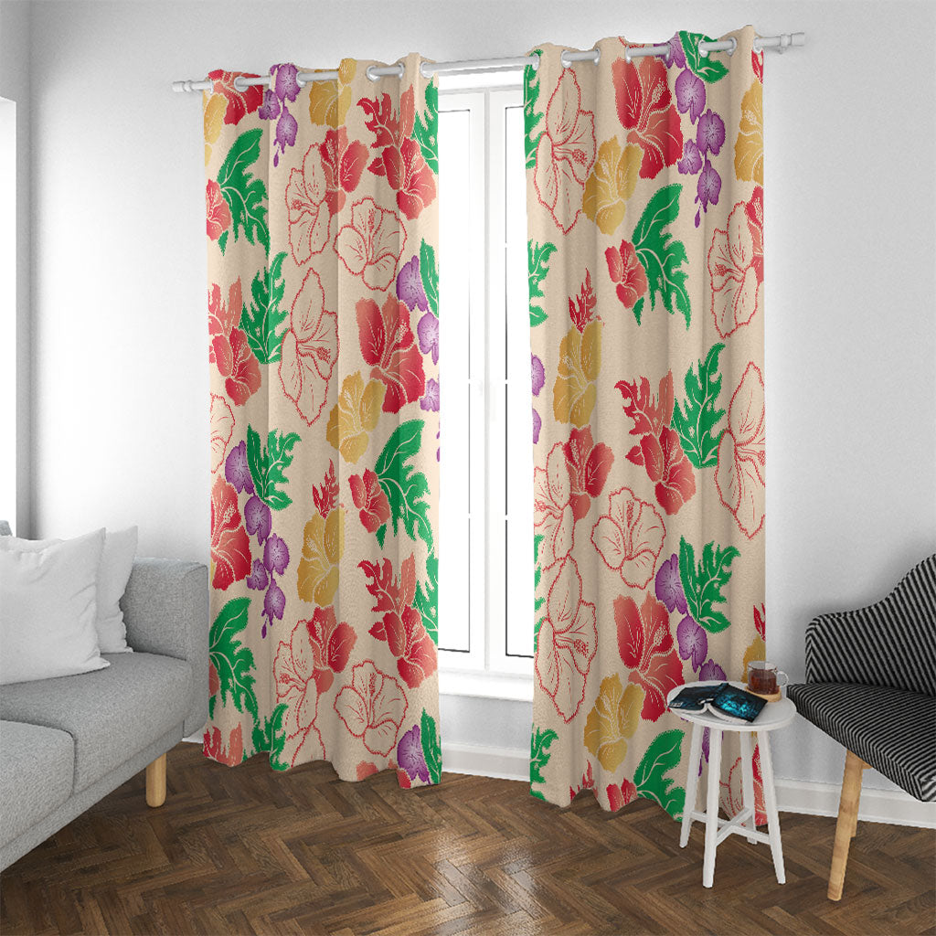 Colorful Aloha Hawaii Hibiscus Orchid Seamless Window Curtain
