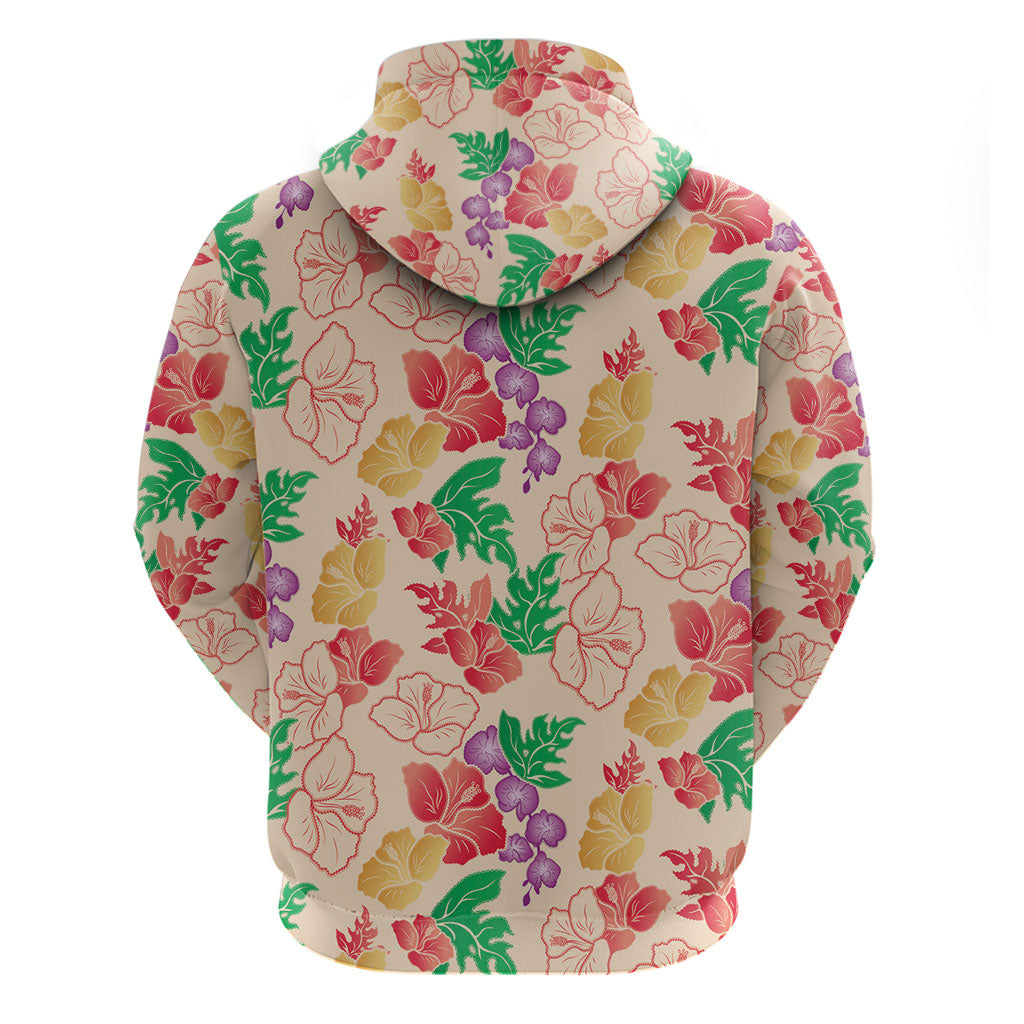 Colorful Aloha Hawaii Hibiscus Orchid Seamless Zip Hoodie