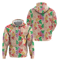 Colorful Aloha Hawaii Hibiscus Orchid Seamless Zip Hoodie
