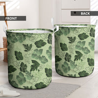Vesuvian Green Aloha Hawaii Hibiscus Orchid Seamless Laundry Basket