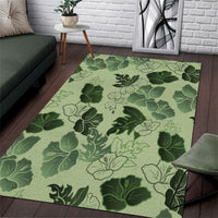 Vesuvian Green Aloha Hawaii Hibiscus Orchid Seamless Area Rug
